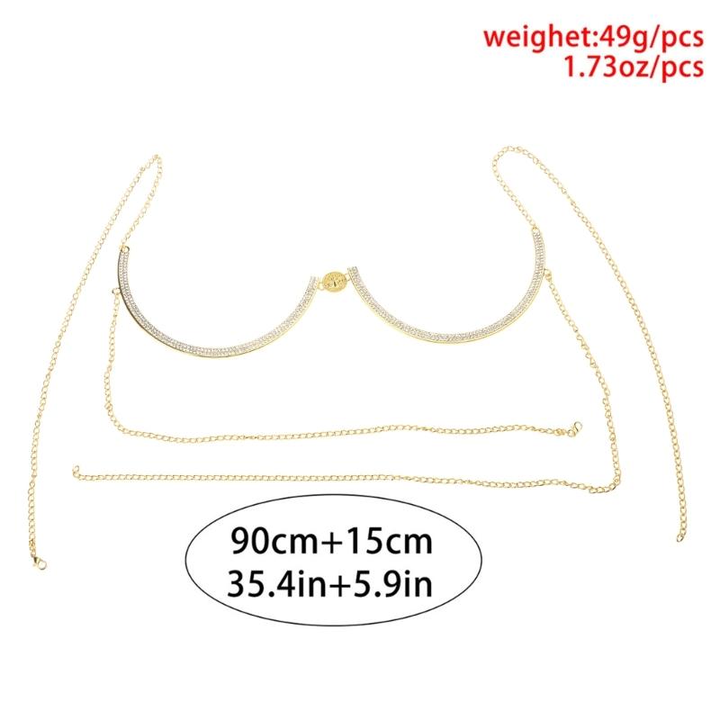 Body Jewelry Chest Bracket Bras Chain Body Chain Bra For Women Sexy for Rhinestone U-Shaped Bikini Chest Bracket Bra Cha