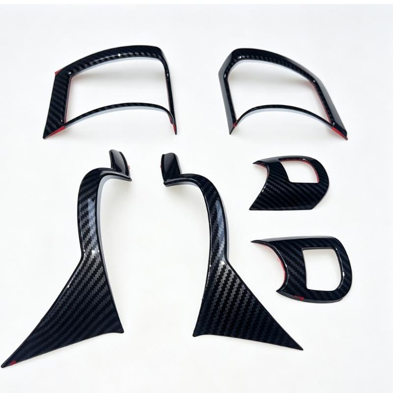Car Air Outlet Trim Set with Carbon Pattern Finish for F55 F56 F57, 6 Piece Dashboard Accent and ABS Interior Surround for Cabin Styling and Display