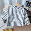 Boys Autumn Korean Vertical Striped Smiley Face Shirt Fashionable Trendy Long Sleeve Top