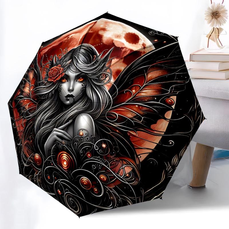 

1pc Moonlit Mystic Automatic Open/Close Umbrella - Compact Travel Umbrella, Durable Construction, Fashionconscious yy251208106