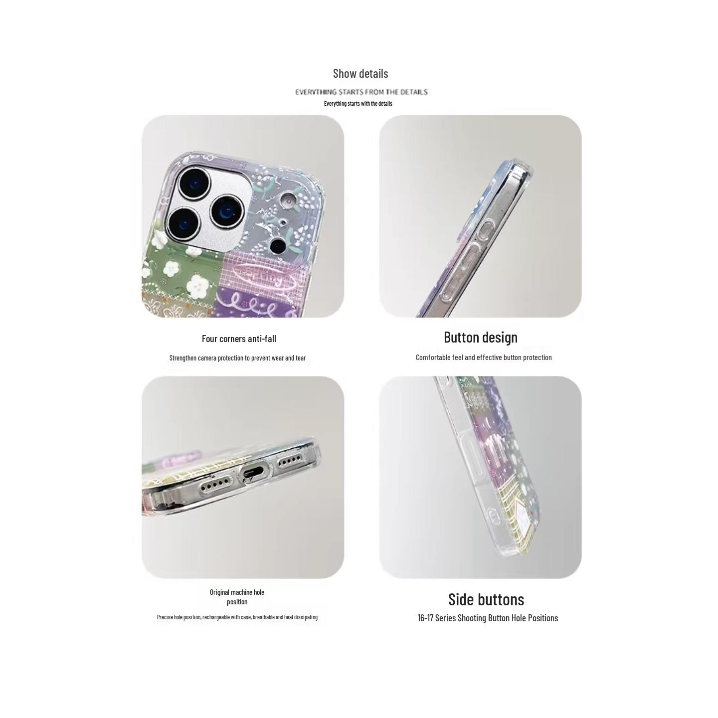 

Spring Fresh Floral Plaid Splicing Case for iPhone 7 Pro Max/6 Pro