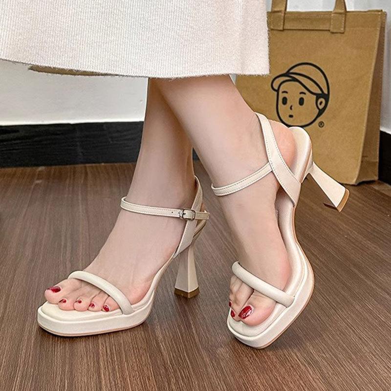 2025 Summer Fashionable Women's Shoes Soft Thick Sole Ankle Strap High Heel Waterproof Platform Shoes for Women Chaussures Femme