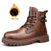 Men Outdoor Casual Leather Ankle Boots Large Size Soft Leather Motorcycle Boots Thick Bottom High Top Work Driving Shoes