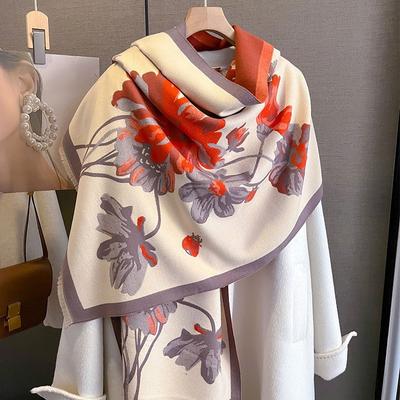 2023 New Korean Version Double-sided Printed Cashmere Scarf, Thickened Winter Warm and Fashionable Shawl