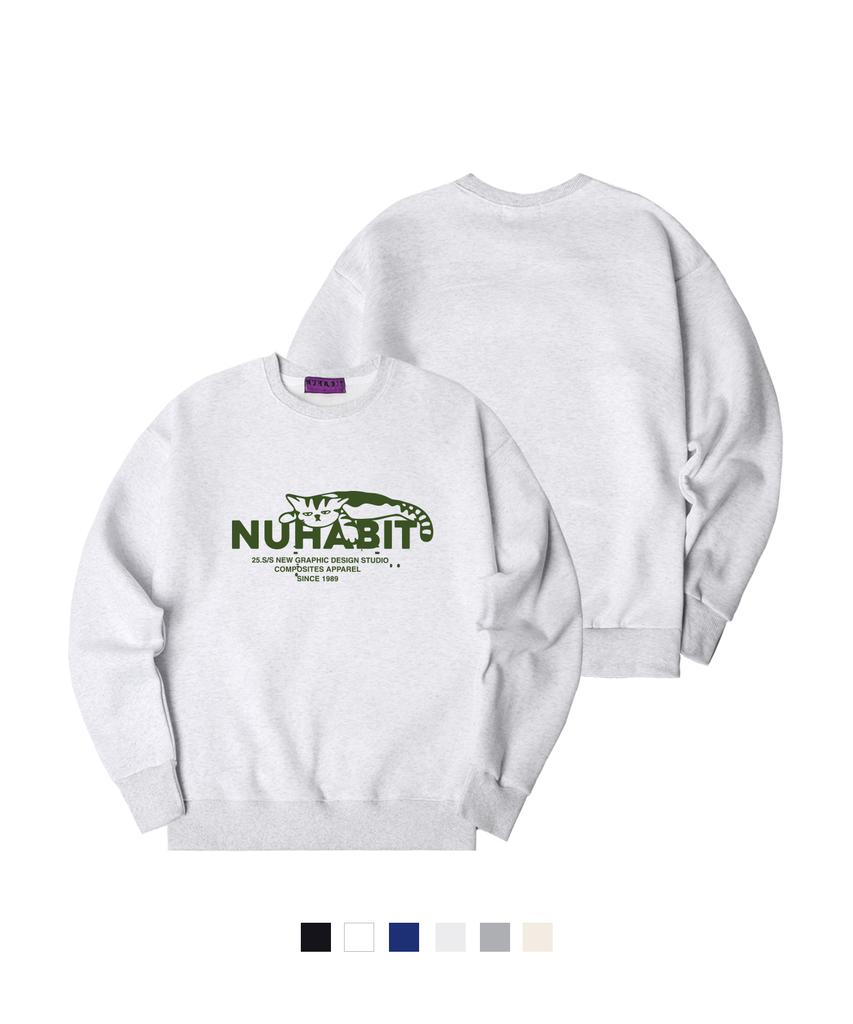 NUHABIT N/H Tired Cat Oversized Fleece-Lined Sweatshirt (Som4-4Nh1295)