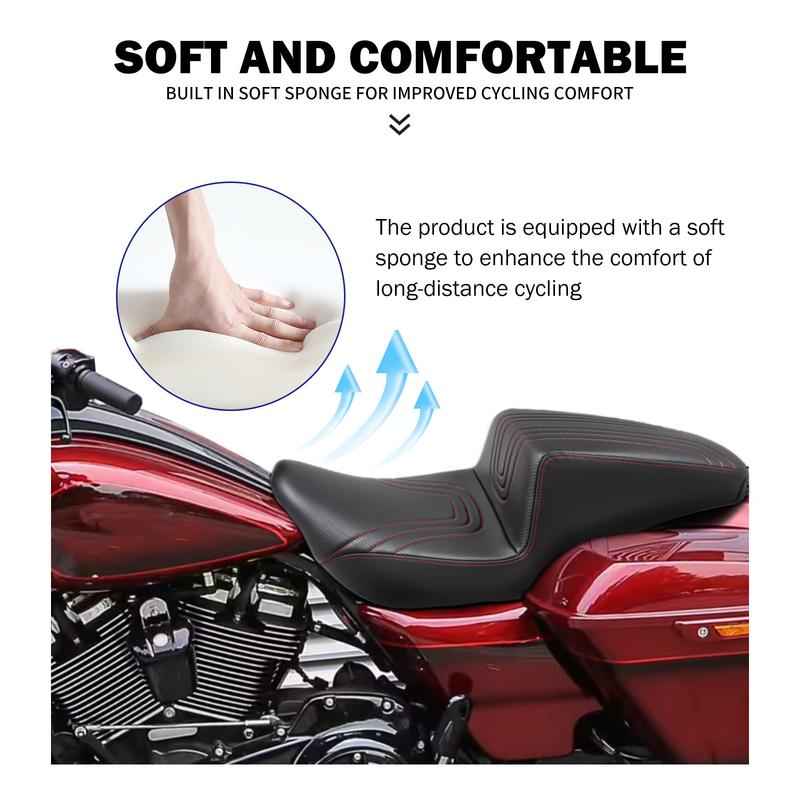 Motorcycle Two-Up Driver Passenger Seat Front Rear Cushion For Harley Touring Street Electra Glide Ultra Road Glide FLHR 2009-23