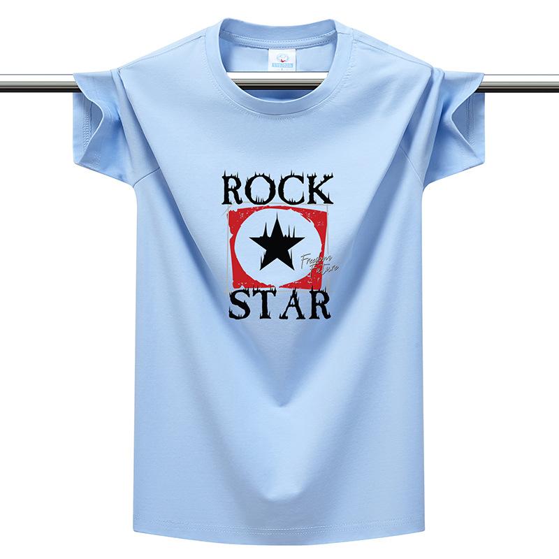 220g Heavyweight Cotton Men's T-Shirt Rock Star Print Plus Size Multi-color Casual Round Neck Tee