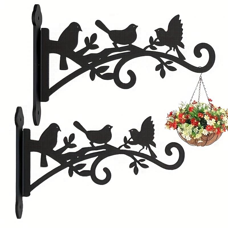 One Set2This plant hanger features black metal hooks designed to resemble three birds and a leaf Sturdy outdoor hooks are suitable for flower