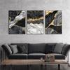 Abstract Wall Art Black White Canvas Painting  Marble Mosaic with Golden Veins Posters Prints Wall Picture for Living Room Decor