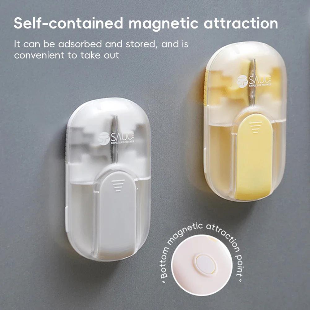 Newest Mini Pill Cutter Magnetic Adjustable Precise with Invisible Storage Box&Brush for Daily Portable Tablet Medicine Splitter