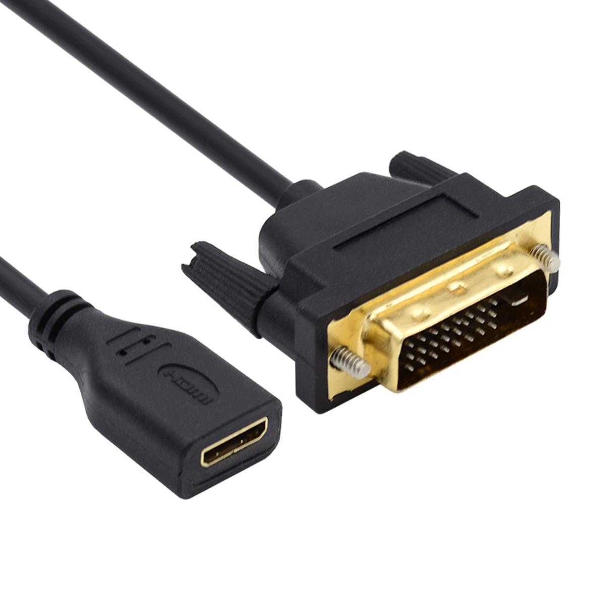 

HD-025-CF HDMI to DVI Short Cable 20cm Bi-Directional Mini HDMI Female to DVI Male Adapter Converter As Shown A