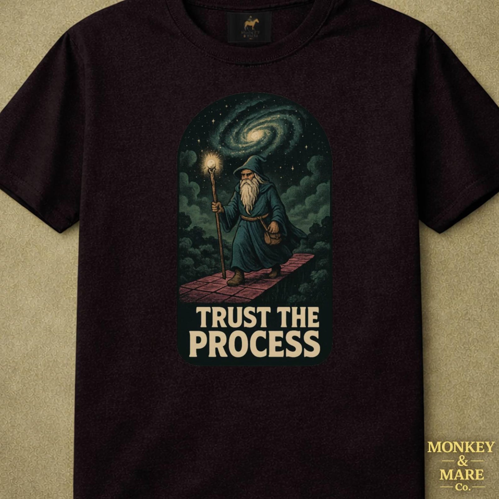 Cosmic Wizard Shirt, Trust The Process, Motivational Fantasy Graphic Tee For Creative Entrepreneurs 3XL