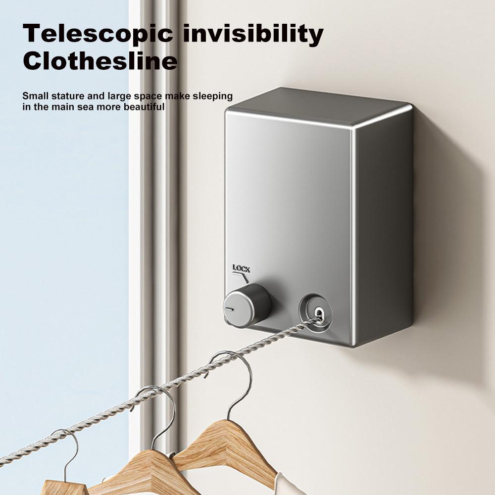 14x9x8.5cm Edelstahl Ausziehbar Wäschetrockner Haushalt Einziehbar Wäscheleine Drahtseil Tragbar Wäscheständer