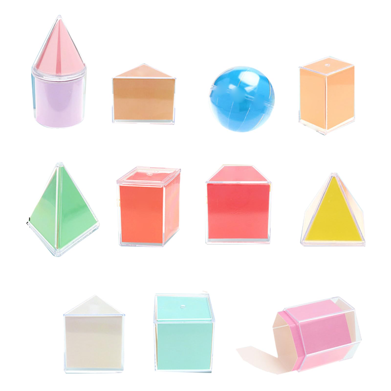 

PAVIKE Math Toy 3D Geometric Shapes Set 12-Piece Educational Material Space Recognition for Elementary School Home Kindergarten Nursery