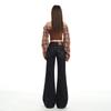 Romon Spring and Autumn Women's Jeans Danny Deep Blue Micro Pull up Pants
