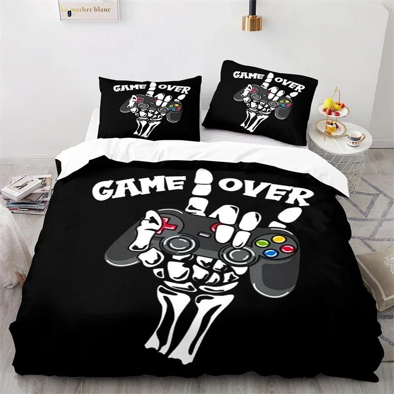 Gaming Full Queen Duvet Cover Polyester Gamepad Bedding Set Video Game Controller Comforter Cover For Boys Teen Game Room Decor