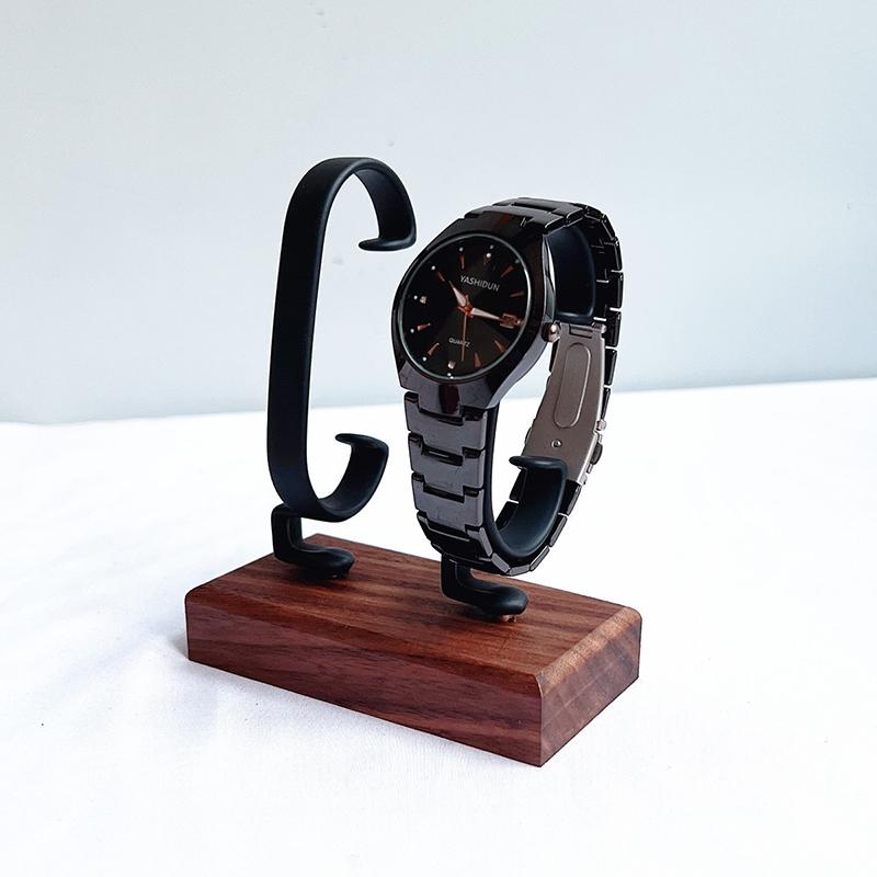 Wooden C-Shaped Watch Holder Jewelry Organizer Display Stand For Bracelet Ring Earring Watch Display Solidwood Watch Stand