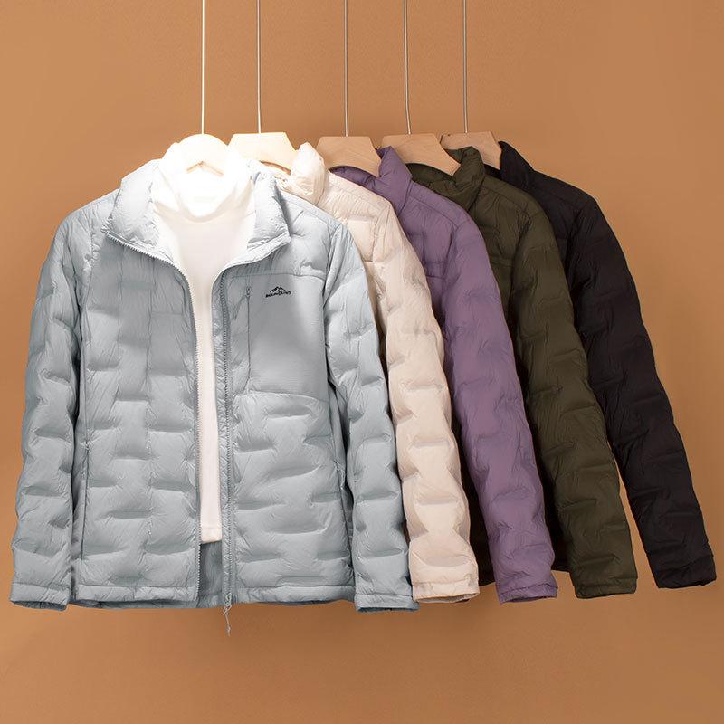 Light down jacket women's white duck down autumn and winter new mountain pressure glue stand-up collar light plus size jacket