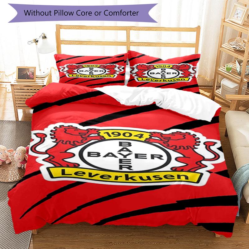 3pcs Bayer Leverkusen Bedding Set Duvet Cover Closure Includes 1 Duvet Cover & 2 Pillowcases, Soft and Comfortable for All Seasons.