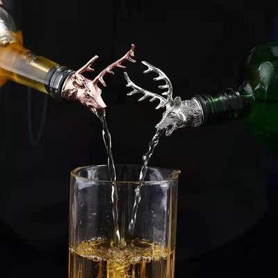 Weinausgießer mit Hirschkopf aus Zinklegierung, einzigartiger Hirsch-Weinflaschenverschluss, Weinbelüfter, Bar-Werkzeug, Küchenzubehör
