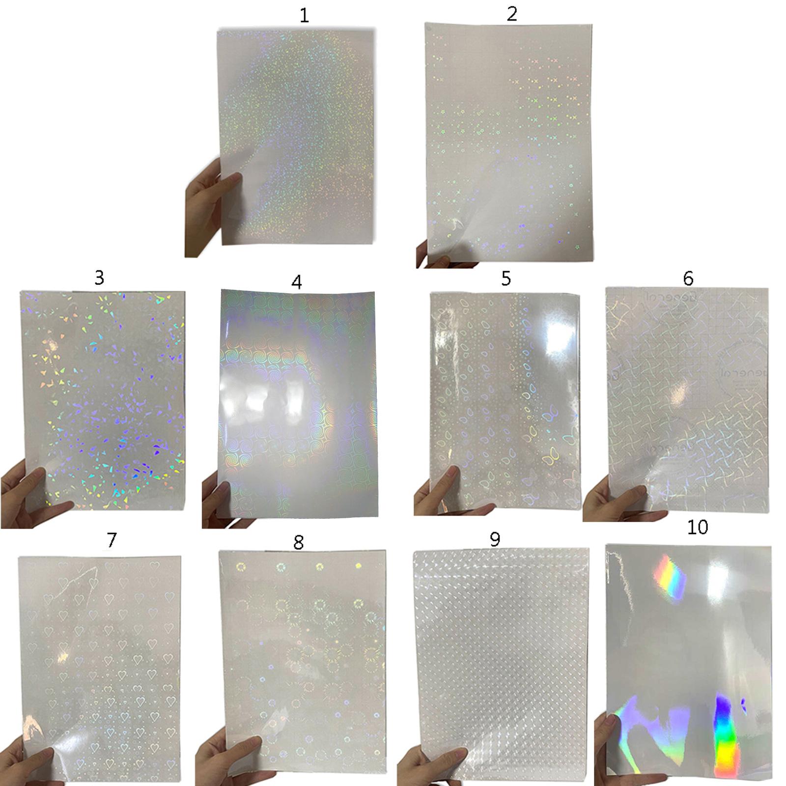 5 Sheets Vinyls Self-Adhesive Broken Glass Premium Cold Laminated Film Glitter Holographical Overlay Laminating