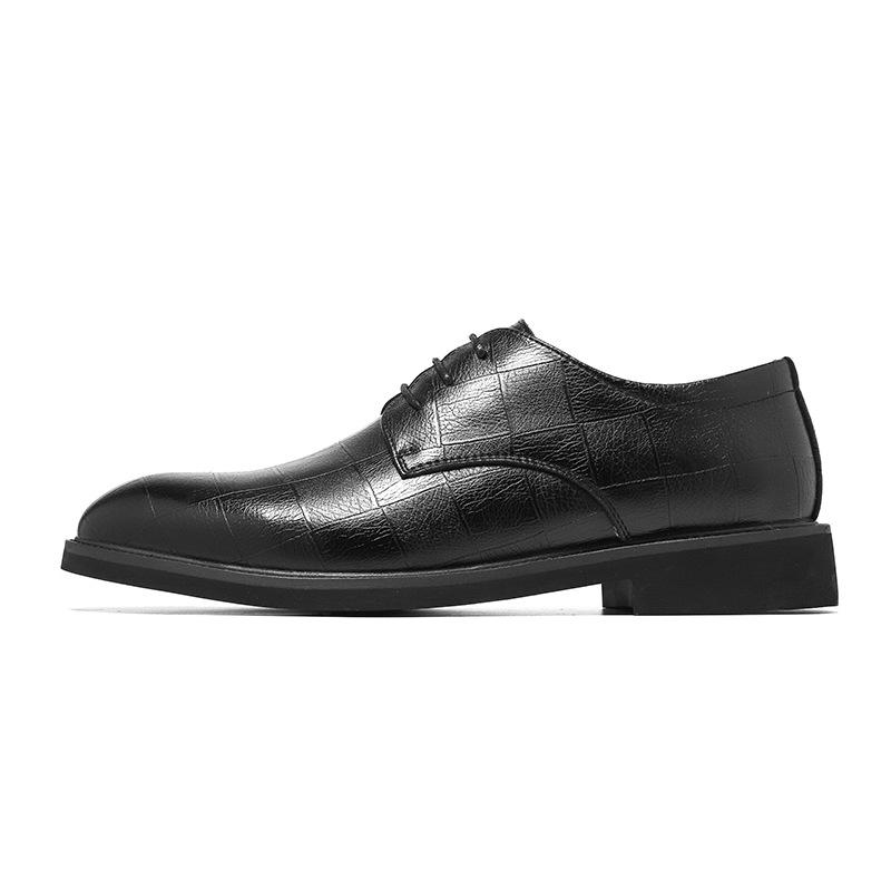 

Брендовые свадебные кожаные туфли мужские весенние молодежные дышащие трендовые британские деловые повседневные туфли 66773-P 44 чёрный