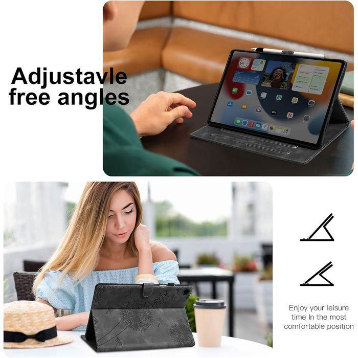 Case for Samsung Galaxy Tab A11 Plus / A9 Plus, Black Synthetic Leather Dandelion Pattern Case