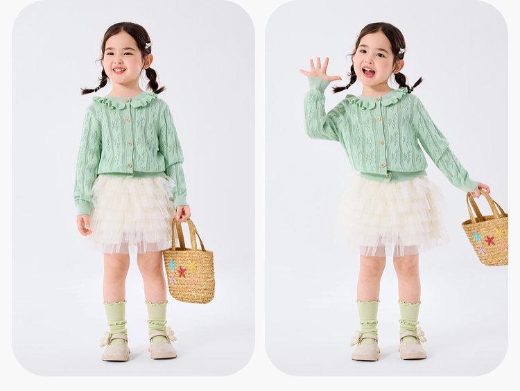 Dudu Family Girls' Spring Cotton Lace Cardigan - Sweet Baby Sweater
