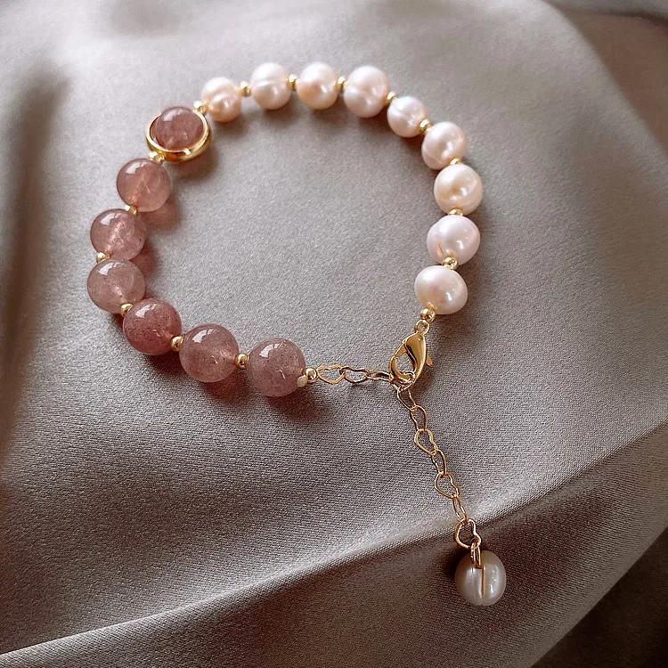Elegant Baroque Natural Pearl Bracelet Female Luxury Zircon Pendant Fashion Girl Sweet Jewelry for Women