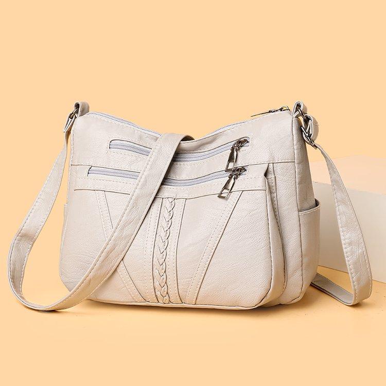 2025 New Fashion Women's Bag Large-capacity Soft Leather Messenger Bag Waterproof and Lightweight Multi-pocket Simple Versatile Shoulder Bag