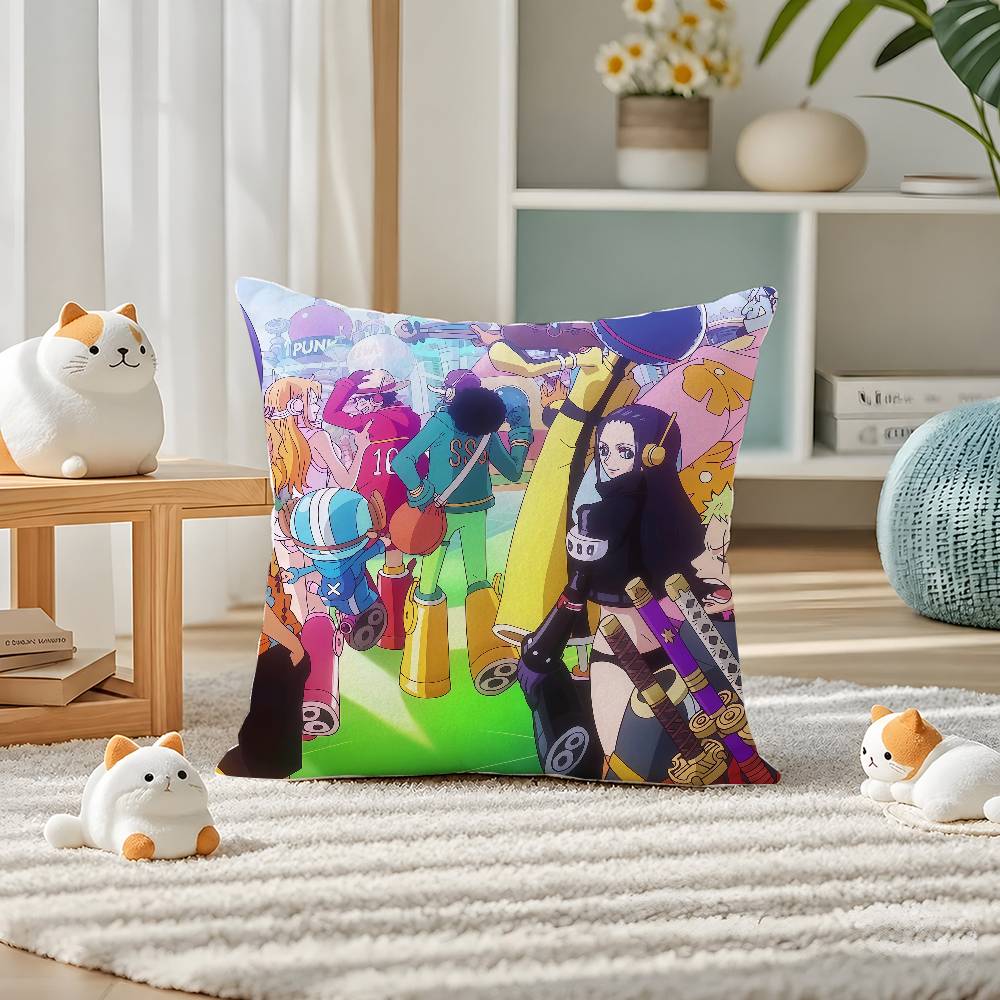 One Piece Wano Country Arc Anime Plush Pillow Cover Soft Short Plush Cushion Cover For Sofa Bedroom Home Decor Gift Decoration