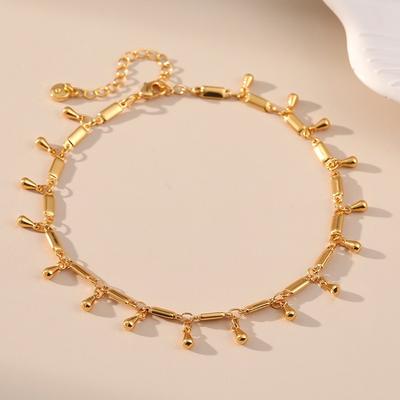 Minimalist Ins Style Water Drop Pendant 18k Gold Plated Brass Anklet For Women