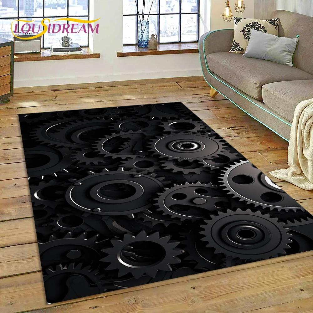 3D Mechanical Cogs Gears Steampunk Rug Carpet for Living Room Bedroom Decor,floor Mat Non-slip Decoration for Sofa Doormat Gifts