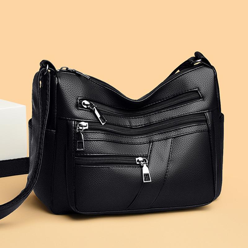 Fashion Crossbody Bag 2025 Hot Soft Multi-layer Joker Shoulder Bag PU Waterproof Large-capacity Multi-pocket Practical Messenger Bag