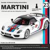 1/18 Porsche 918 Martini Lackiert Limitierte Edition Legierung Druckguss Modellauto Sammlung von Hobby-Ornamenten Ton & Licht Serie Geschenk