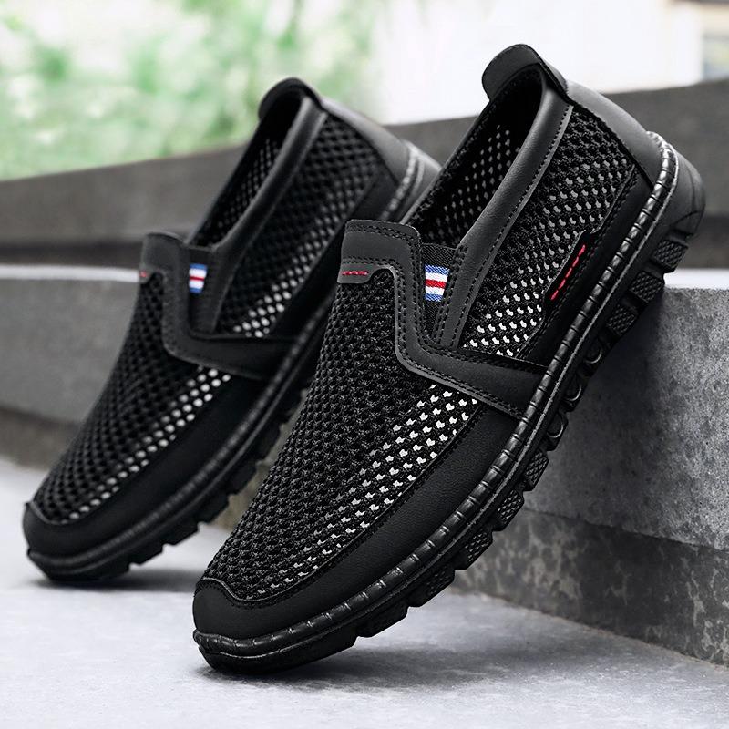 Men's shoes summer polyurethane large size Beijing cloth shoes men's breathable mesh hollow casual shoes single shoes