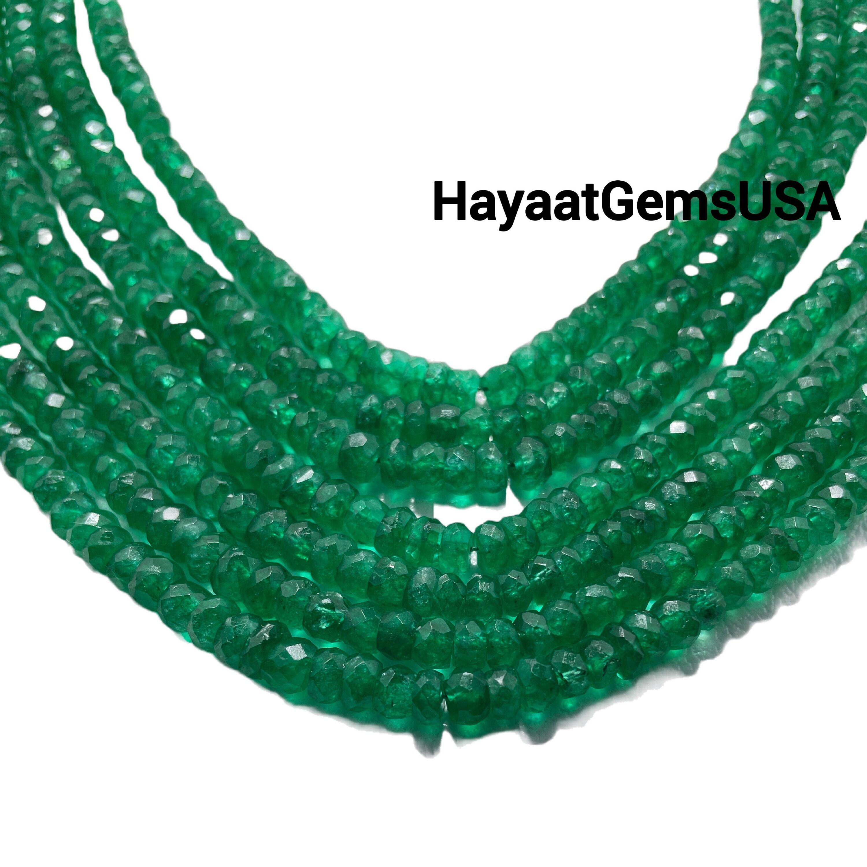 4MM Faceted Zambian Emerald Beads: Natural Green Gemstone String 2 Inch