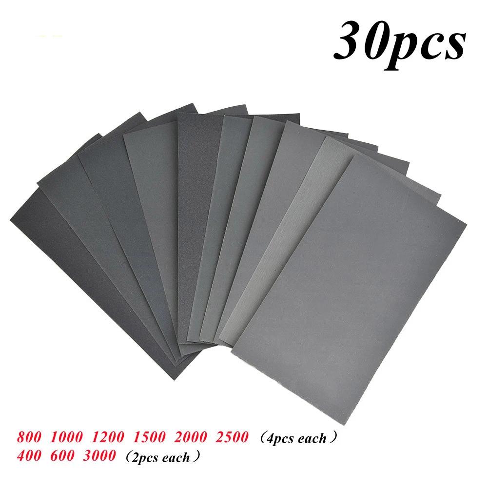 

30pcs Sandpaper (800 1000 1200 1500 200 0 2500 4pcs Each, 400 600 3000 2pc Each) Use The Grinding Of Metal, Glass, Wood, Plastic