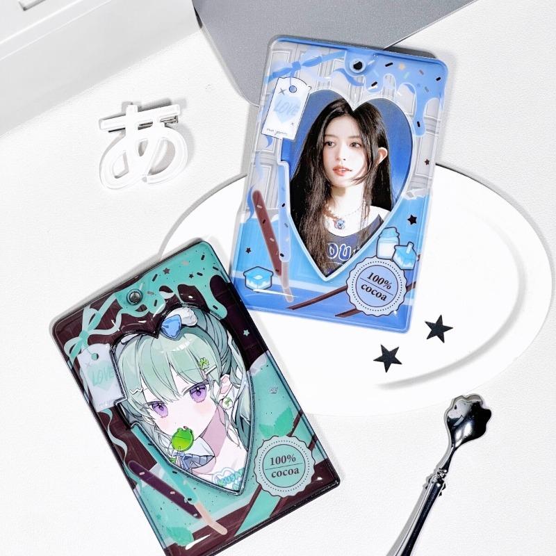 Älska Choklad PVC-Korthållare med Kedja 3 Tum Kpop Fotokortsfickor Kreativ Fotoram Skyddsfodral Kawaii Gåvor 2025