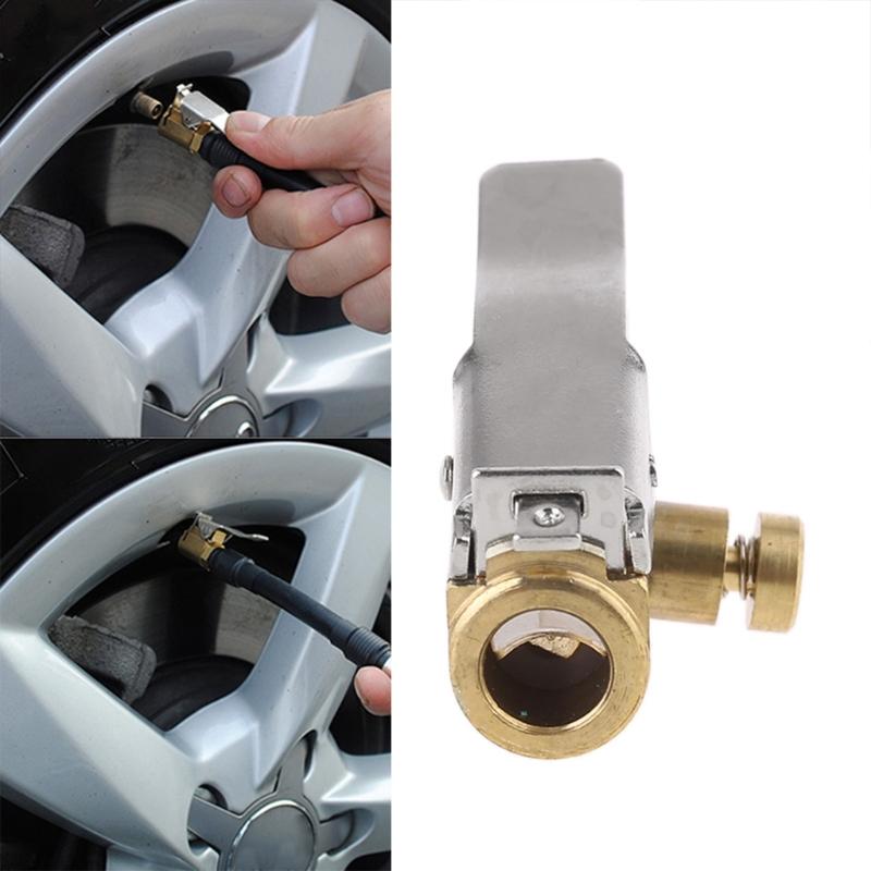 Tire Chuck with Clip Adapter Air Chuck Tire Inflator Compressor Pump- Connect Accessories for Vehicle Auto 34mm Length
