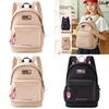 Simple Solid Color Letter And Lots Print Student Casual Backpack With Pendant For School And Daily Use
