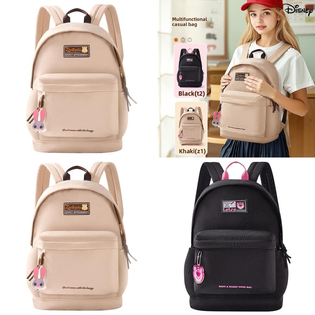 Simple Solid Color Letter And Lots Print Student Casual Backpack With Pendant For School And Daily Use