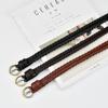 Women's Hand-woven Thin Belt Round Alloy Buckle Dress Belt Trendy Decorative Belt Women