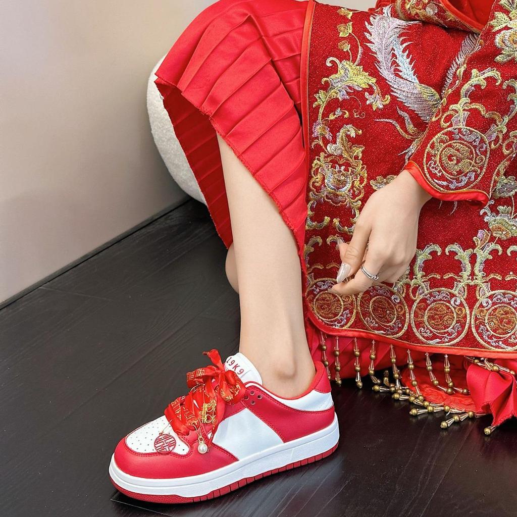AJ 2025 Bridal & Sports Sneakers: Women's Red Two-Wear Wedding Shoes & Men's Couple Style
