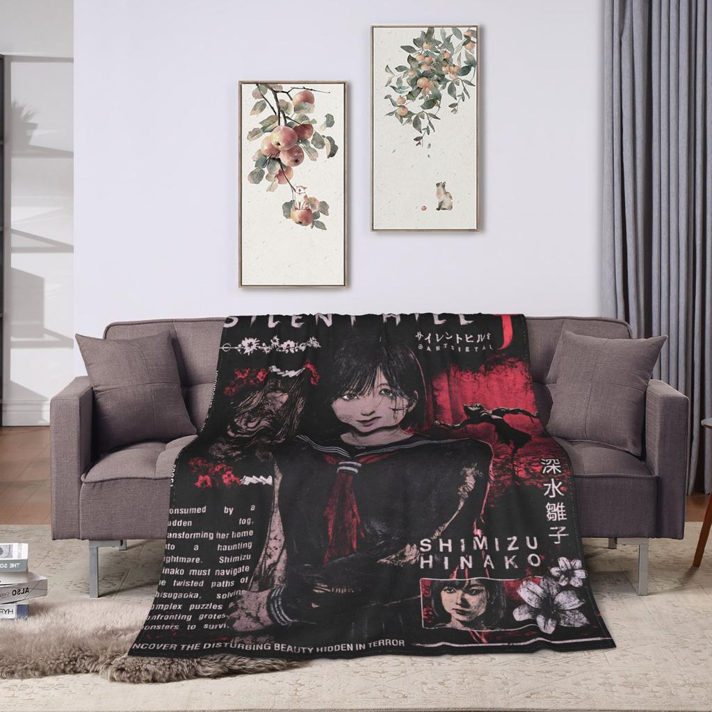 Silent Hill F Poster Blankets Silent Hill Horror Game Warm Soft Graphic Plush Bedding Throws For Outdoor Flannel Bed Cover