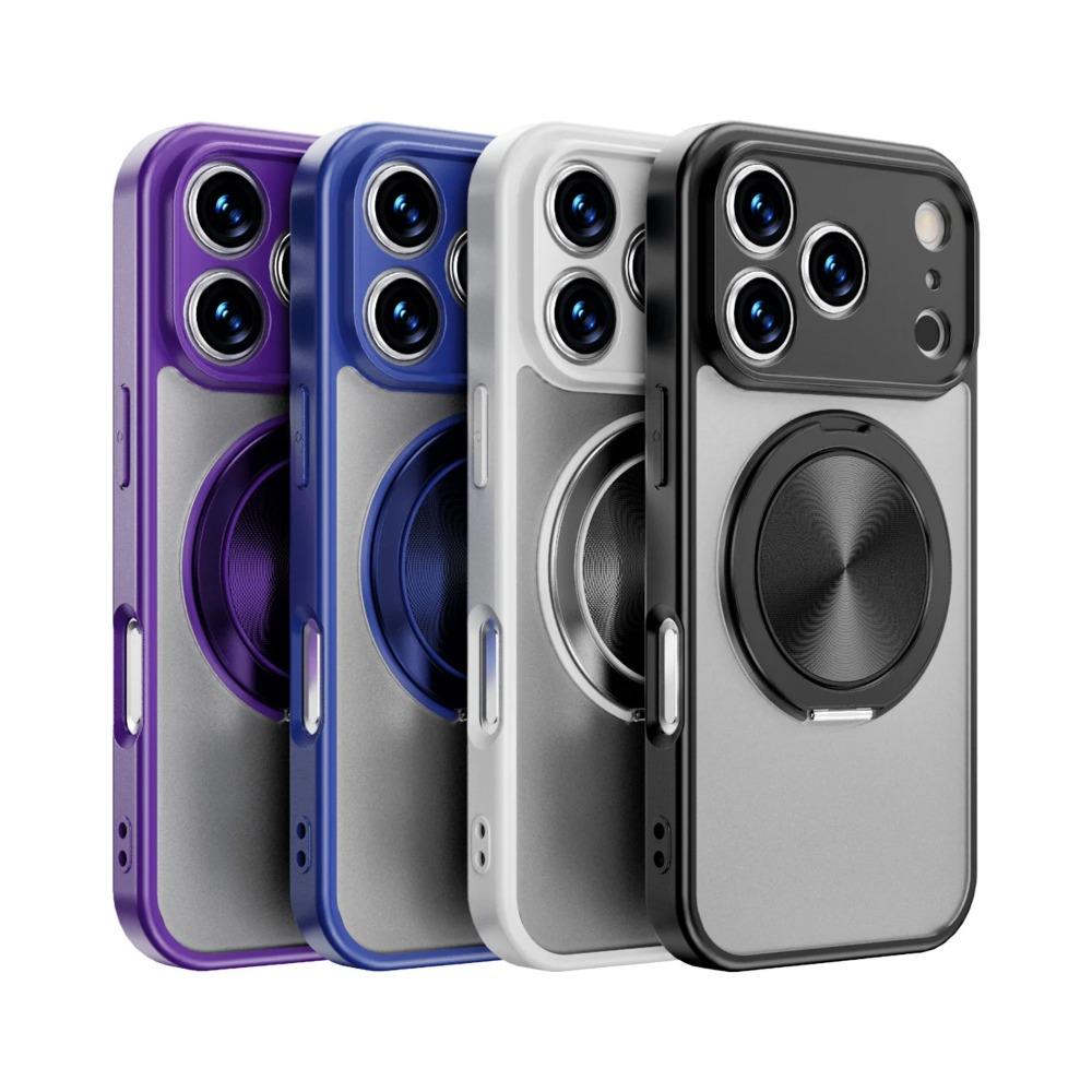 Trendy Magnetic 360° Rotating Bracket Case For IPhone 17 Air 16E 15 14 Plus 13 Pro Max Shockproof Matte Full Lens Protect Cover