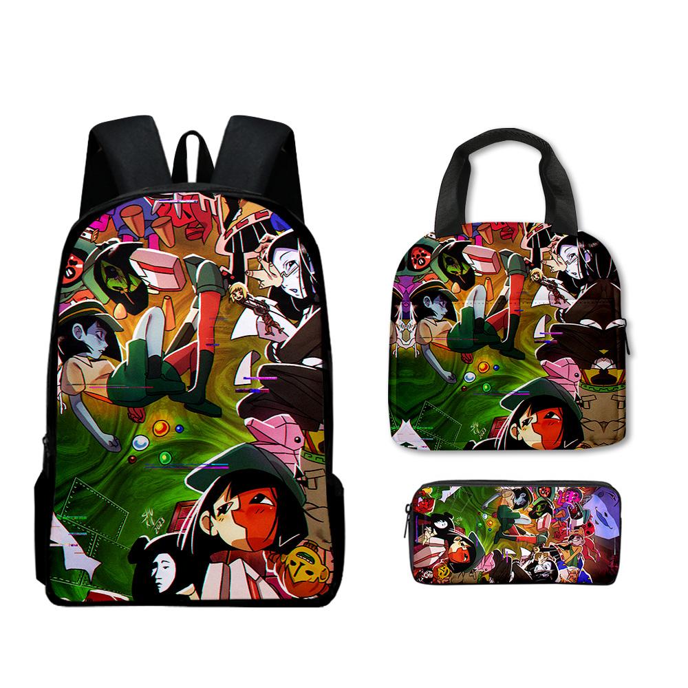Trendy Popular Funny Novelty ENA Dream BBQ 3D Print 3pcs/Set Student School Bags Laptop Daypack Backpack Lunch bag Pencil Case