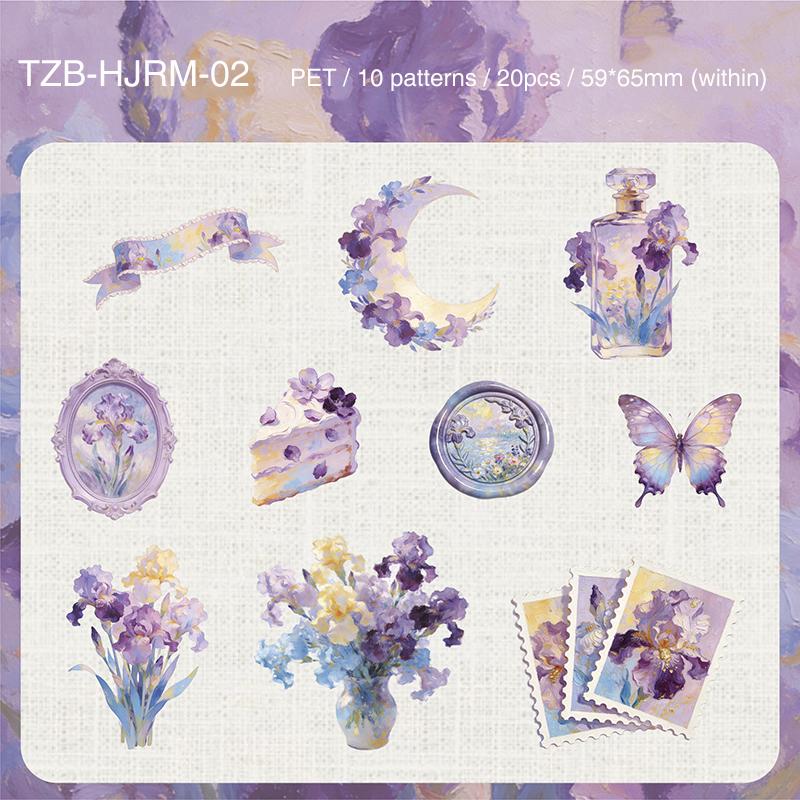 JIANWU Dream Among Flower Series Vintage Floral Painting Landscape Material Collage PET Sticker Creative DIY Journal Stationery