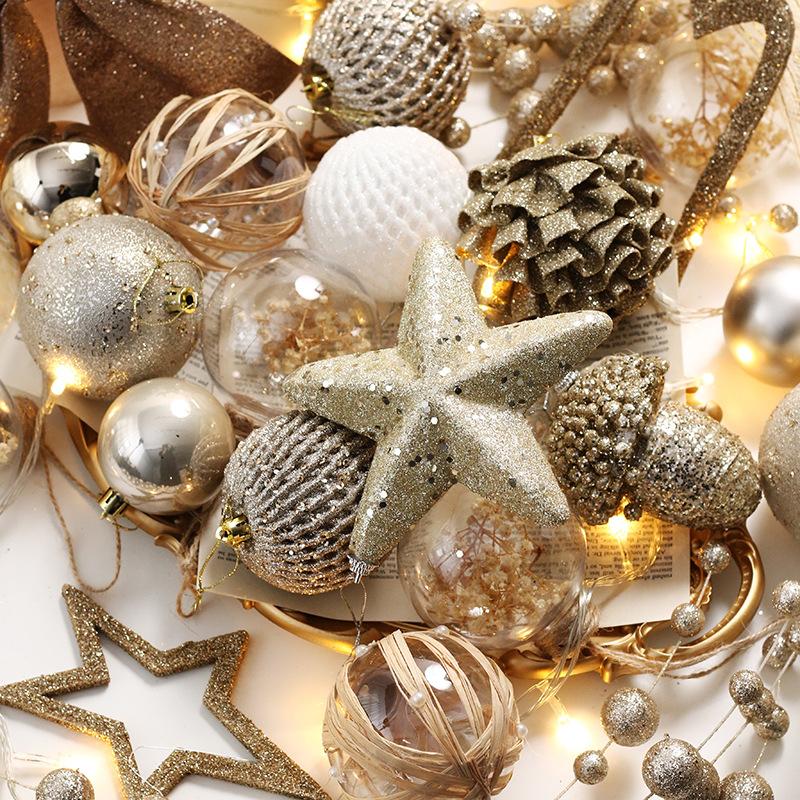 

Christmas Decorations Boutique LED Cuttings Foam Christmas Ball Set Christmas Tree Decoration 47 28 20cm шампанского