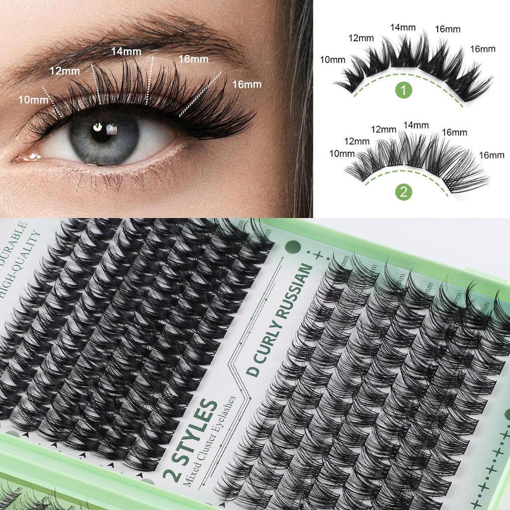 Large Capacity DIY Eyelash Extension Set: Natural Thick D Curl Segmented Self-Grafting Single Cluster Blossom Lashes